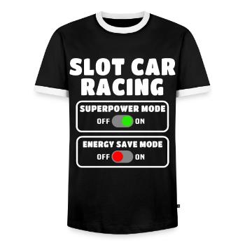 Slot Car Slotracing Slotcar - Männer Kontrast-T-Shirt - Schwarz/Weiß - Vorne - AI Model Female 172 light (172cm) & AI Model Male 178 light (178cm)