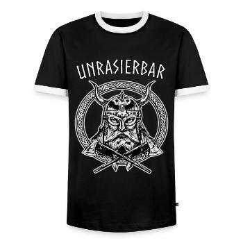 Bartträger Bart Wikinger Lustig Spruch Unrasierbar - Männer Kontrast-T-Shirt - Schwarz/Weiß - Vorne - AI Model Female 172 light (172cm) & AI Model Male 178 light (178cm)