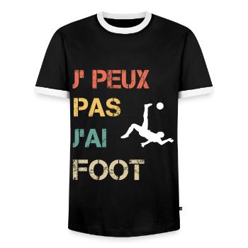 Je peux pas j'ai foot vintage drôle - T-shirt contrasté Homme - noir/blanc - Devant - AI Model Female 172 light (172cm) & AI Model Male 178 light (178cm)