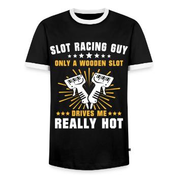 Slot Car Racing Slot Race - Men's Ringer Shirt - black/white - Front - AI Model Female 172 light (172cm) & AI Model Male 178 light (178cm)
