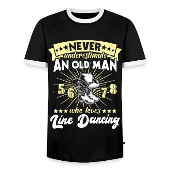 Underestimated Line Dance Man - Men's Ringer Shirt - black/white - Front - AI Model Female 172 light (172cm) & AI Model Male 178 light (178cm)