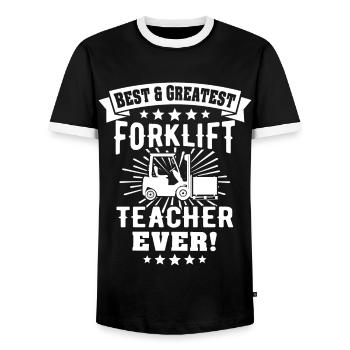 Gabelstapler Stapler Staplerfahrer - Männer Kontrast-T-Shirt - Schwarz/Weiß - Vorne - AI Model Female 172 light (172cm) & AI Model Male 178 light (178cm)