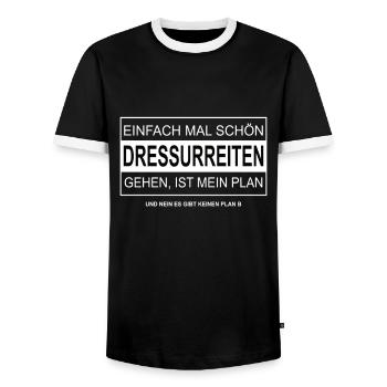 Einfach mal schön zum DRESSURREITEN gehen - Männer Kontrast-T-Shirt - Schwarz/Weiß - Vorne - AI Model Female 172 light (172cm) & AI Model Male 178 light (178cm)