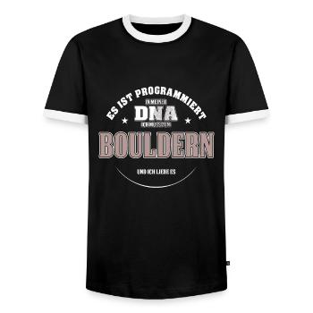 Es ist in meiner DNA ich muss zum BOULDERN - Männer Kontrast-T-Shirt - Schwarz/Weiß - Vorne - AI Model Female 172 light (172cm) & AI Model Male 178 light (178cm)
