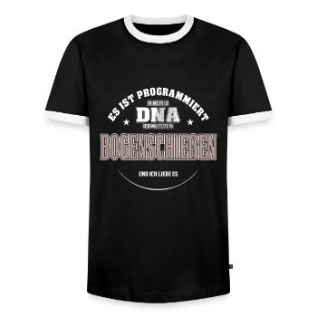 Es ist in meiner DNA ich muss zum BOGENSCHIEßEN - Männer Kontrast-T-Shirt - Schwarz/Weiß - Vorne - AI Model Female 172 light (172cm) & AI Model Male 178 light (178cm)
