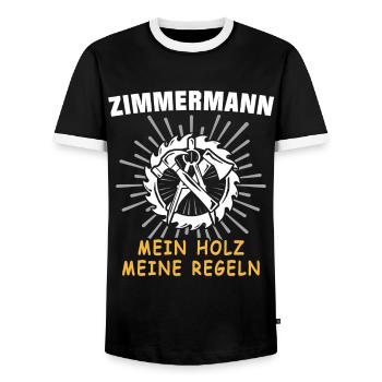 Zimmermann Zimmerer Zimmerleute - Männer Kontrast-T-Shirt - Schwarz/Weiß - Vorne - AI Model Female 172 light (172cm) & AI Model Male 178 light (178cm)