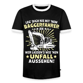 Baggerfuehrer Baggerfahrer - Männer Kontrast-T-Shirt - Schwarz/Weiß - Vorne - AI Model Female 172 light (172cm) & AI Model Male 178 light (178cm)