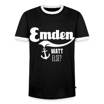 Emden Motif Emdener - T-shirt contrasté Homme - noir/blanc - Devant - AI Model Female 172 light (172cm) & AI Model Male 178 light (178cm)