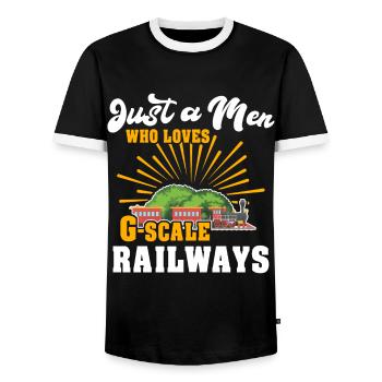 Garden Railway Model Railway Gauge G - Men's Ringer Shirt - black/white - Front - AI Model Female 172 light (172cm) & AI Model Male 178 light (178cm)