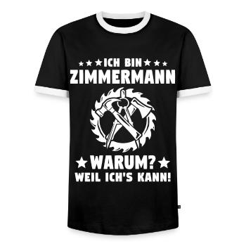 Zimmermann Zimmerer Zimmerleute - Männer Kontrast-T-Shirt - Schwarz/Weiß - Vorne - AI Model Female 172 light (172cm) & AI Model Male 178 light (178cm)