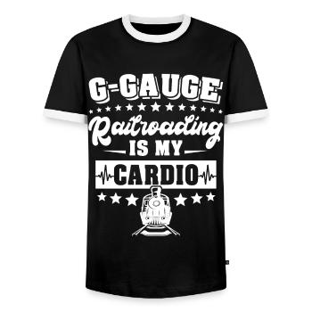Garden Railway Gauge Model Railway - Men's Ringer Shirt - black/white - Front - AI Model Female 172 light (172cm) & AI Model Male 178 light (178cm)