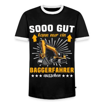 Baggerfahrer Bagger - Männer Kontrast-T-Shirt - Schwarz/Weiß - Vorne - AI Model Female 172 light (172cm) & AI Model Male 178 light (178cm)
