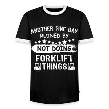Staplerfahrer Stapler - Männer Kontrast-T-Shirt - Schwarz/Weiß - Vorne - AI Model Female 172 light (172cm) & AI Model Male 178 light (178cm)