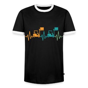Staplerfahrer Stapler - Männer Kontrast-T-Shirt - Schwarz/Weiß - Vorne - AI Model Female 172 light (172cm) & AI Model Male 178 light (178cm)