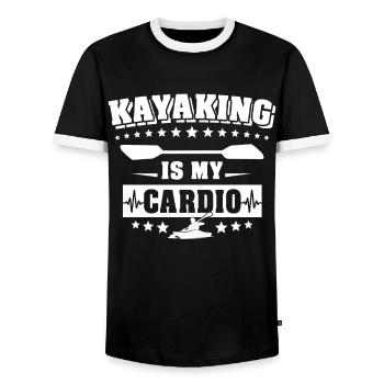Kayaking Kayak Kayaker - Men's Ringer Shirt - black/white - Front - AI Model Female 172 light (172cm) & AI Model Male 178 light (178cm)
