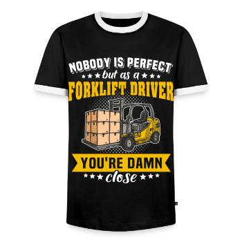 Gabelstapler Staplerfahrer Stapler - Männer Kontrast-T-Shirt - Schwarz/Weiß - Vorne - AI Model Female 172 light (172cm) & AI Model Male 178 light (178cm)