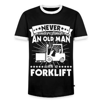 Underestimate man forklift - Men's Ringer Shirt - black/white - Front - AI Model Female 172 light (172cm) & AI Model Male 178 light (178cm)