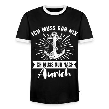 Aurich - Männer Kontrast-T-Shirt - Schwarz/Weiß - Vorne - AI Model Female 172 light (172cm) & AI Model Male 178 light (178cm)