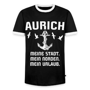 Aurich - Männer Kontrast-T-Shirt - Schwarz/Weiß - Vorne - AI Model Female 172 light (172cm) & AI Model Male 178 light (178cm)