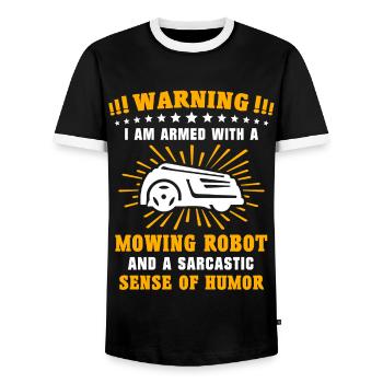 Tondeuse à gazon robotisée Tondeuse robot tondeuse robot - T-shirt contrasté Homme - noir/blanc - Devant - AI Model Female 172 light (172cm) & AI Model Male 178 light (178cm)