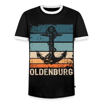 Oldenburger Sprüche Oldenburg - Männer Kontrast-T-Shirt - Schwarz/Weiß - Vorne - AI Model Female 172 light (172cm) & AI Model Male 178 light (178cm)