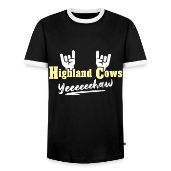 Hochlandrind Cattle Cow - Männer Kontrast-T-Shirt - Schwarz/Weiß - Vorne - AI Model Female 172 light (172cm) & AI Model Male 178 light (178cm)