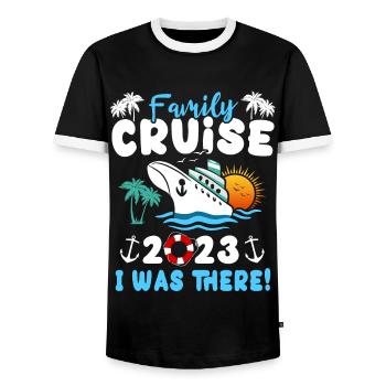 Croisière 2023 Bateau de croisière - T-shirt contrasté Homme - noir/blanc - Devant - AI Model Female 172 light (172cm) & AI Model Male 178 light (178cm)