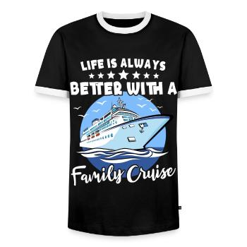 Croisière familiale - T-shirt contrasté Homme - noir/blanc - Devant - AI Model Female 172 light (172cm) & AI Model Male 178 light (178cm)
