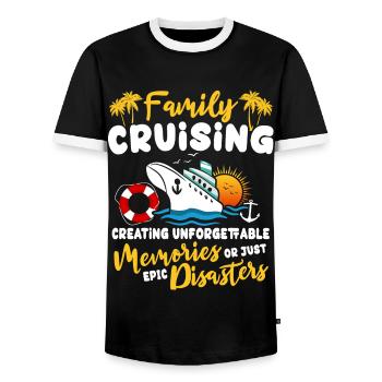 Croisière familiale - T-shirt contrasté Homme - noir/blanc - Devant - AI Model Female 172 light (172cm) & AI Model Male 178 light (178cm)