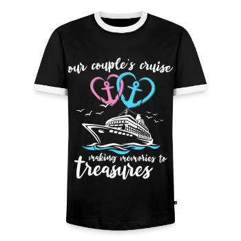 Couple de croisière - T-shirt contrasté Homme - noir/blanc - Devant - AI Model Female 172 light (172cm) & AI Model Male 178 light (178cm)