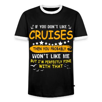 Croisière Sea Voyage Croisière en famille - T-shirt contrasté Homme - noir/blanc - Devant - AI Model Female 172 light (172cm) & AI Model Male 178 light (178cm)