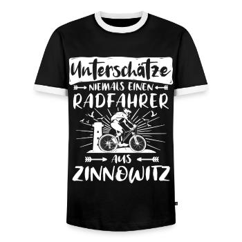 Zinnowitz Fahrrad Zinnowitzer Radfahrer - Männer Kontrast-T-Shirt - Schwarz/Weiß - Vorne - AI Model Female 172 light (172cm) & AI Model Male 178 light (178cm)