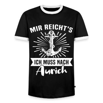 Aurich - Männer Kontrast-T-Shirt - Schwarz/Weiß - Vorne - AI Model Female 172 light (172cm) & AI Model Male 178 light (178cm)