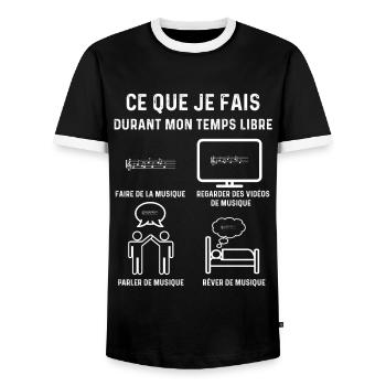 musique temps libre musicien - T-shirt contrasté Homme - noir/blanc - Devant - AI Model Female 172 light (172cm) & AI Model Male 178 light (178cm)