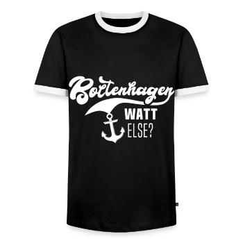 Boltenhagen Proverbs - Men's Ringer Shirt - black/white - Front - AI Model Female 172 light (172cm) & AI Model Male 178 light (178cm)
