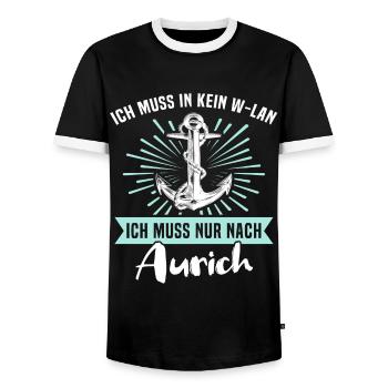 Aurich Sprüche - Männer Kontrast-T-Shirt - Schwarz/Weiß - Vorne - AI Model Female 172 light (172cm) & AI Model Male 178 light (178cm)
