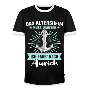 Aurich Sprüche - Männer Kontrast-T-Shirt - Schwarz/Weiß - Vorne - AI Model Female 172 light (172cm) & AI Model Male 178 light (178cm)