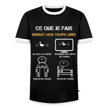 chasse canard temps libre humour - T-shirt contrasté Homme - noir/blanc - Devant - AI Model Female 172 light (172cm) & AI Model Male 178 light (178cm)