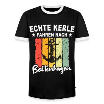 Boltenhagen Sprüche - Männer Kontrast-T-Shirt - Schwarz/Weiß - Vorne - AI Model Female 172 light (172cm) & AI Model Male 178 light (178cm)
