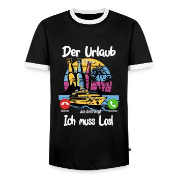 Der Urlaub ruft an... aus dem Weg, ich muss los! - Männer Kontrast-T-Shirt - Schwarz/Weiß - Vorne - AI Model Female 172 light (172cm) & AI Model Male 178 light (178cm)