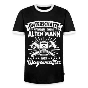 Wagenmeister Eisenbahn Zugtechniker - Männer Kontrast-T-Shirt - Schwarz/Weiß - Vorne - AI Model Female 172 light (172cm) & AI Model Male 178 light (178cm)