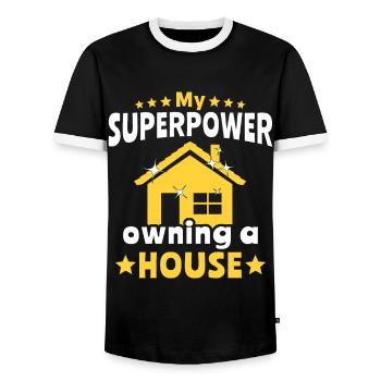 Hausbesitzer Homeowner - Männer Kontrast-T-Shirt - Schwarz/Weiß - Vorne - AI Model Female 172 light (172cm) & AI Model Male 178 light (178cm)
