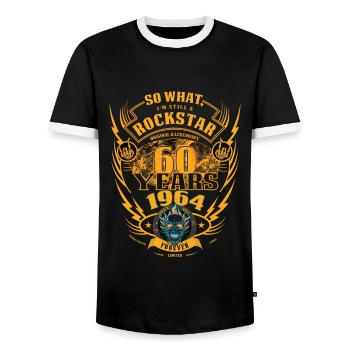 60. Geburtstag 1964 Rock'n Roll für immer Geschenk - Männer Kontrast-T-Shirt - Schwarz/Weiß - Vorne - AI Model Female 172 light (172cm) & AI Model Male 178 light (178cm)