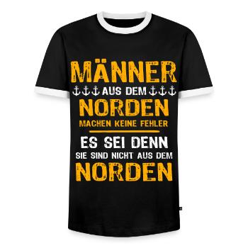 Norden Mann Nordener Männer - Männer Kontrast-T-Shirt - Schwarz/Weiß - Vorne - AI Model Female 172 light (172cm) & AI Model Male 178 light (178cm)