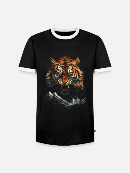 Tiger Natur Tiere - Männer Kontrast-T-Shirt - Schwarz/Weiß