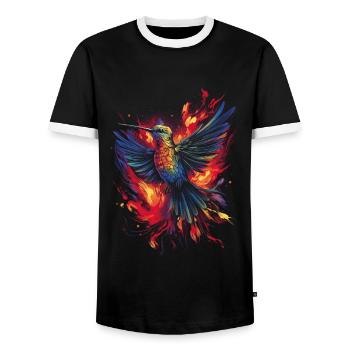 Kolibri Kunstwerk Bunt Vogelliebhaber - Männer Kontrast-T-Shirt - Schwarz/Weiß - Vorne - AI Model Female 172 light (172cm) & AI Model Male 178 light (178cm)