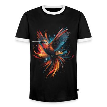 Kolibri Kunstwerk Bunt Vogelliebhaber - Männer Kontrast-T-Shirt - Schwarz/Weiß - Vorne - AI Model Female 172 light (172cm) & AI Model Male 178 light (178cm)
