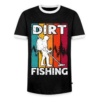 Dirt Fishing Sondelgänger - Männer Kontrast-T-Shirt - Schwarz/Weiß - Vorne - AI Model Female 172 light (172cm) & AI Model Male 178 light (178cm)