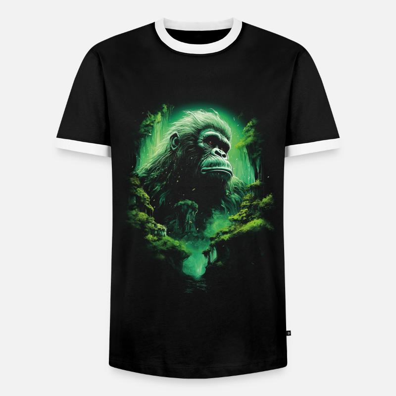 Orangutan Monkey Chimpanzee - Men's Ringer Shirt - black/white