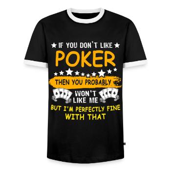 Poker Pokern - Männer Kontrast-T-Shirt - Schwarz/Weiß - Vorne - AI Model Female 172 light (172cm) & AI Model Male 178 light (178cm)